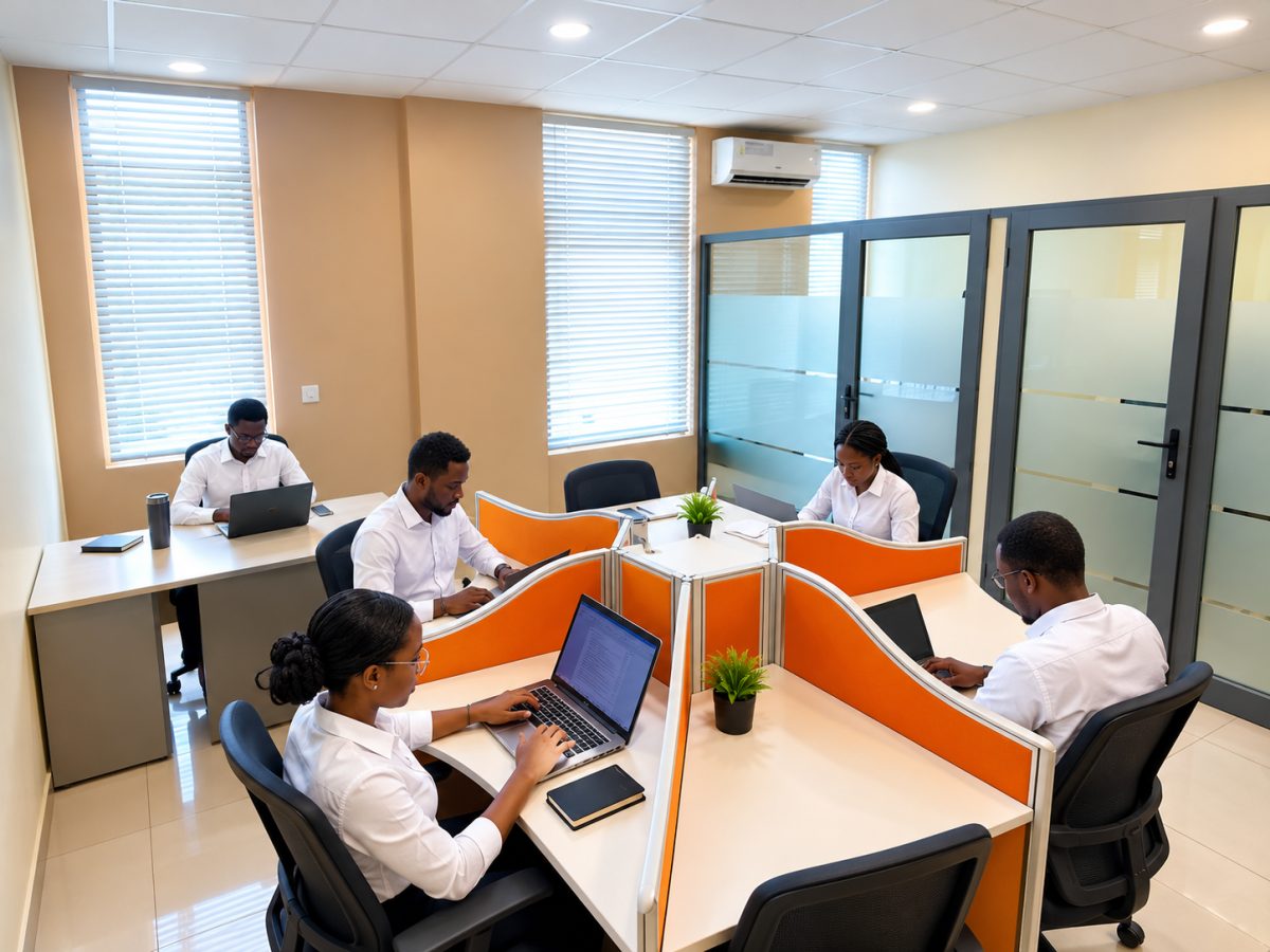 Global Edge HR Partners team working together in a modern office